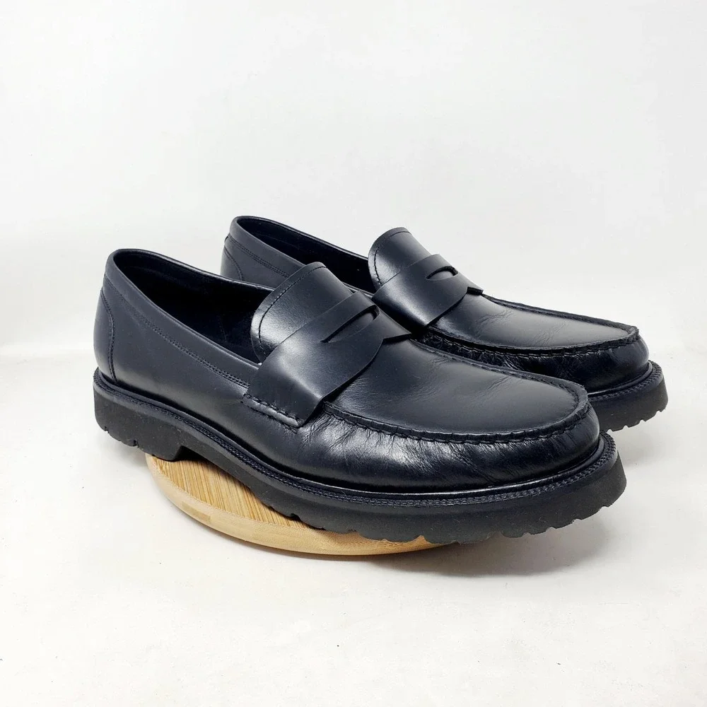 Cole Haan American Classics Penny Loafer Mens 10.5 Black Leather Chunky Lug Shoe